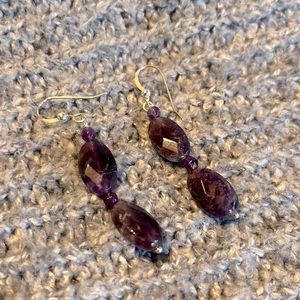 Purple stone 2” earrings